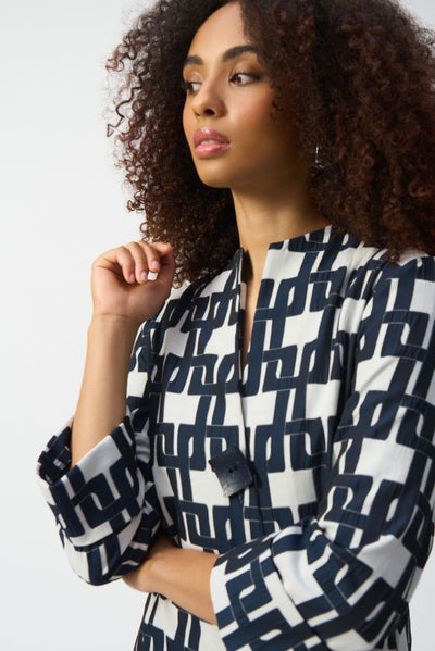 Geometric Jacquard Trapeze Jacket Joseph Ribkoff