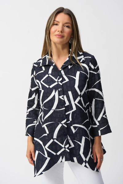 Jacquard Abstract Print Handkerchief Jacket Joseph Ribkoff