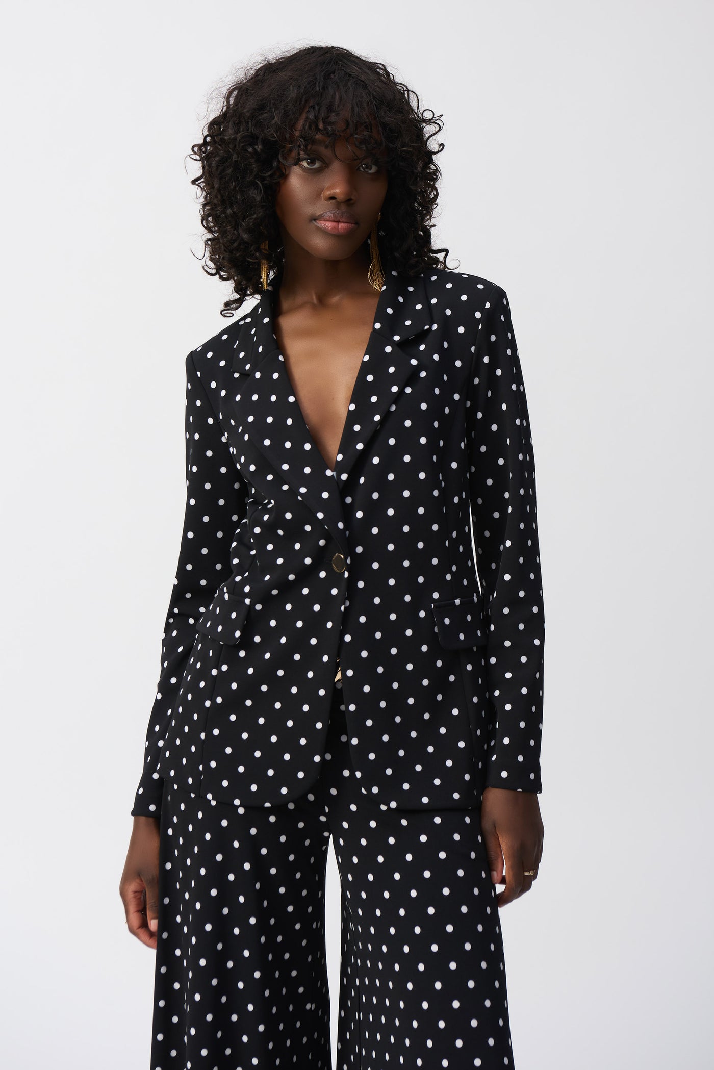 Silky Knit Dot Print Boxy Blazer Joseph Ribkoff