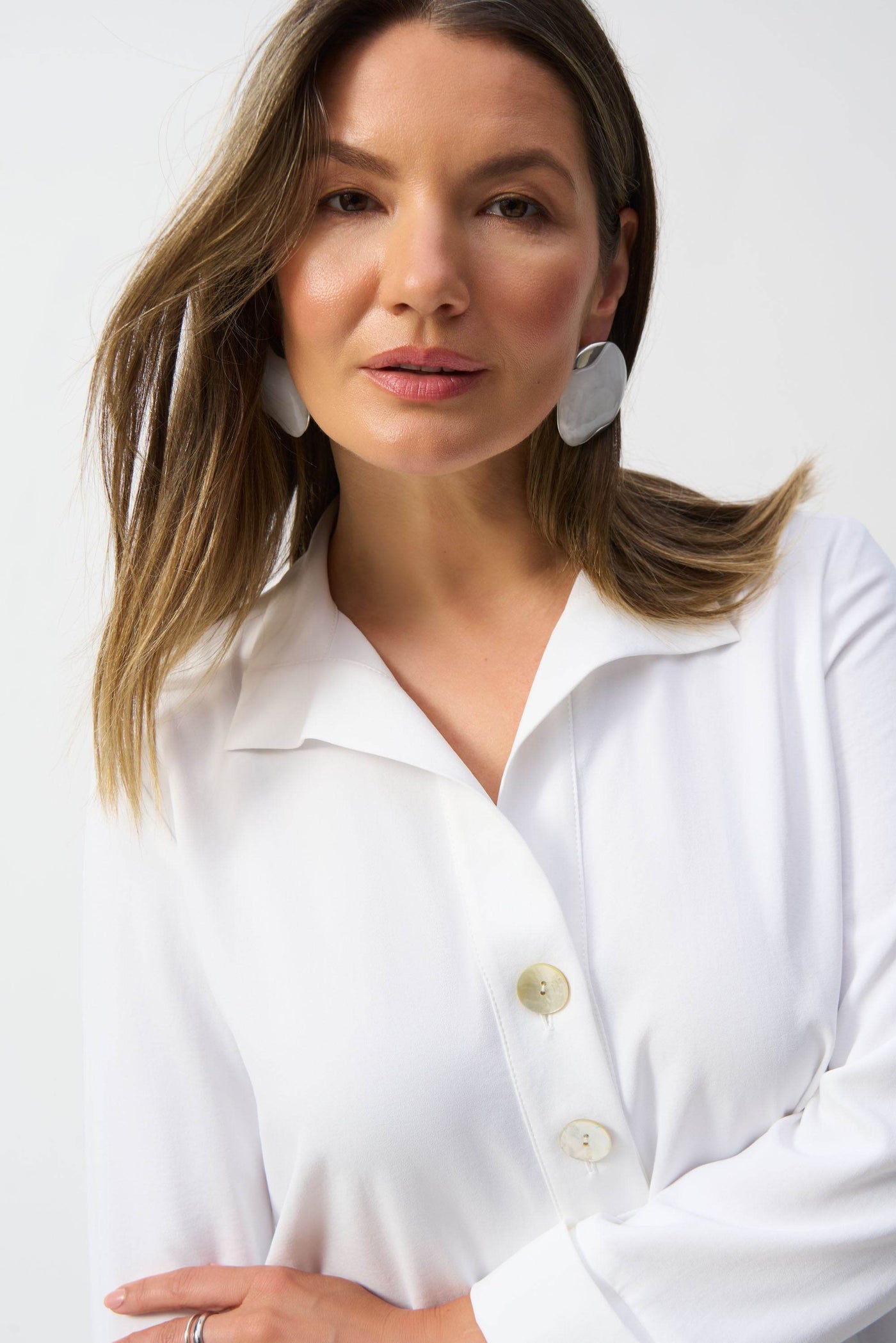 Eggshell Straight Top With Button Detail - Dream Pants