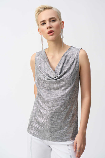 Foiled Melange Knit Sleeveless Top Joseph Ribkoff