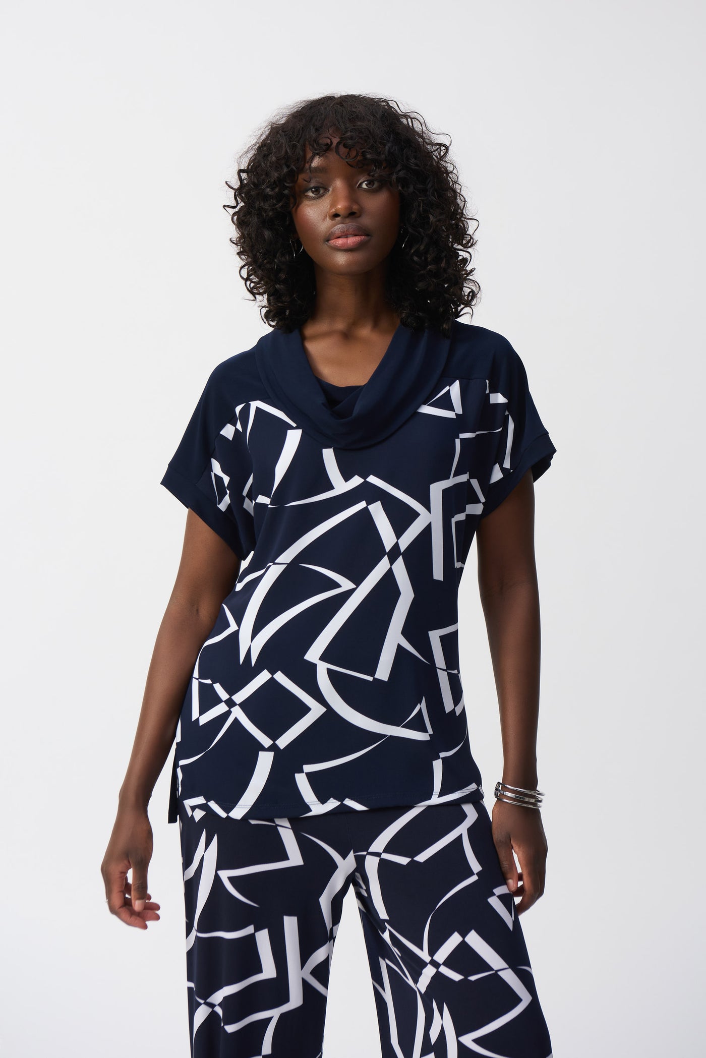 Woven Abstract Print Boxy Top Joseph Ribkoff