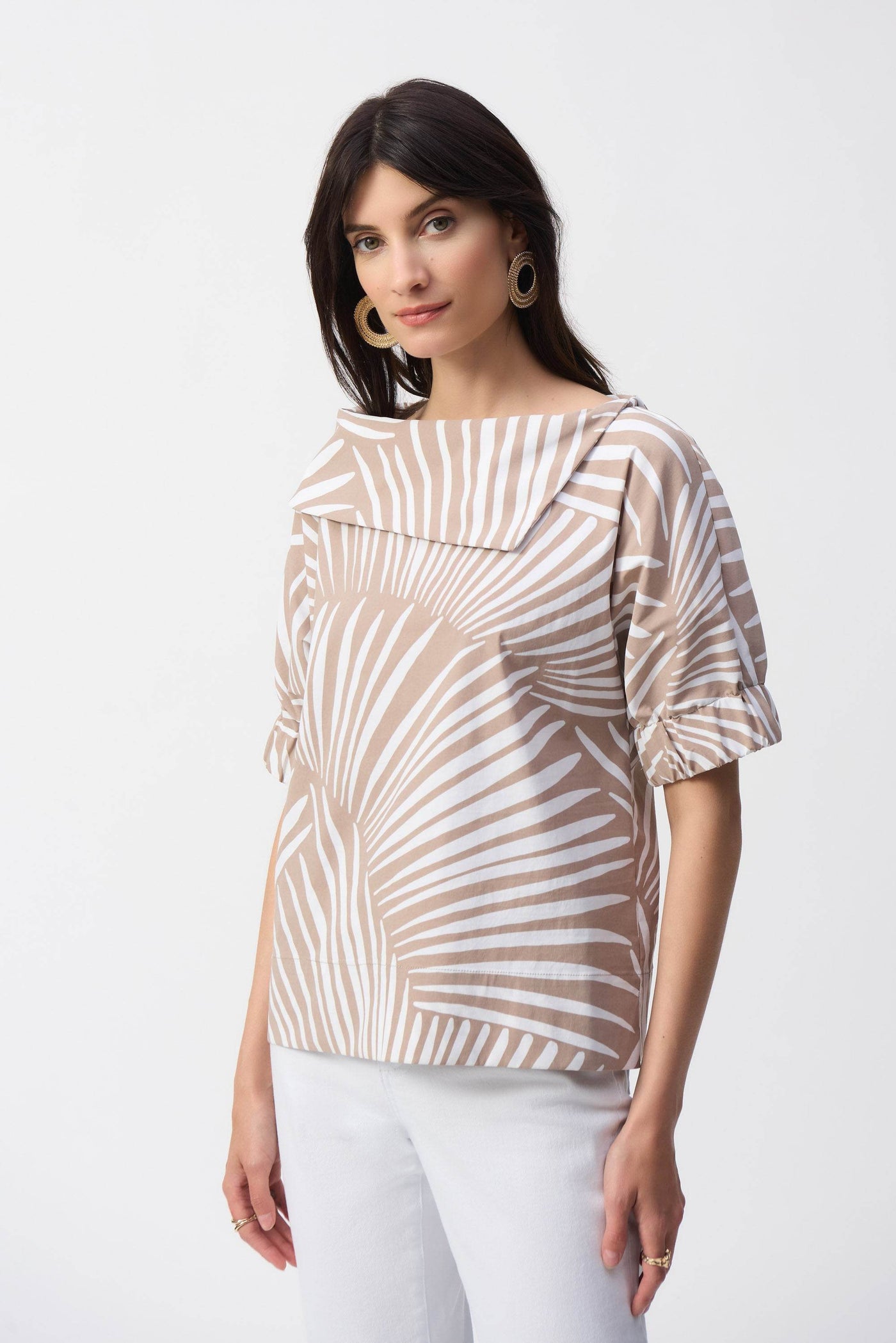 Stretch Poplin Tropical Print Boxy Top - Dream Pants