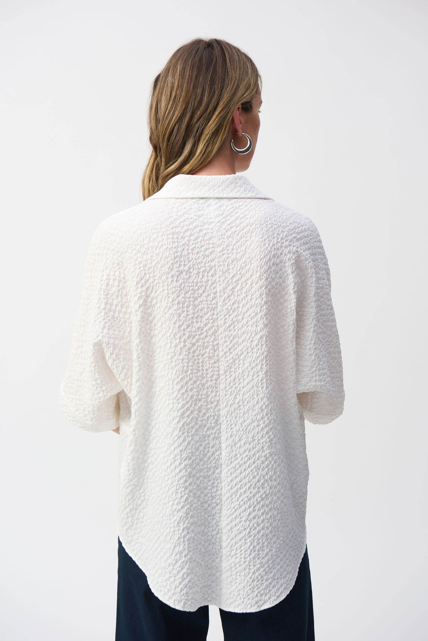 Seersucker Boxy High-Low Top - Dream Pants