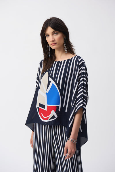 Georgette Abstract Print Poncho Top Joseph Ribkoff