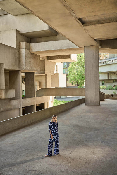 Silky Knit Geometric Wide Leg Pants - Dream Pants