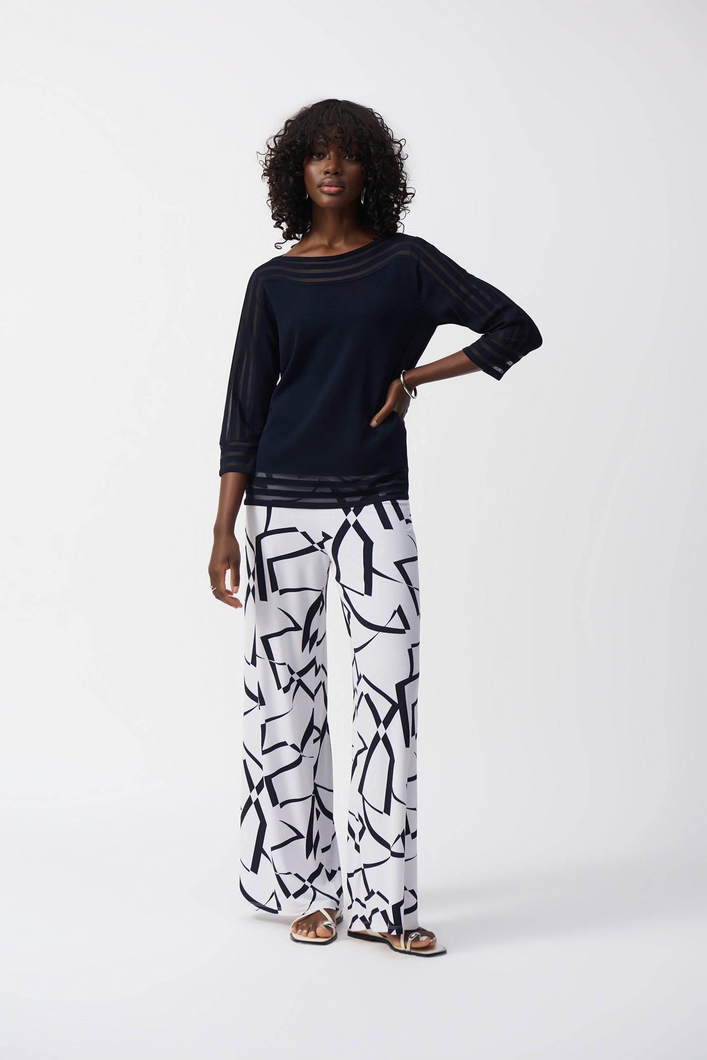 Silky Knit Geometric Wide Leg Pants - Dream Pants