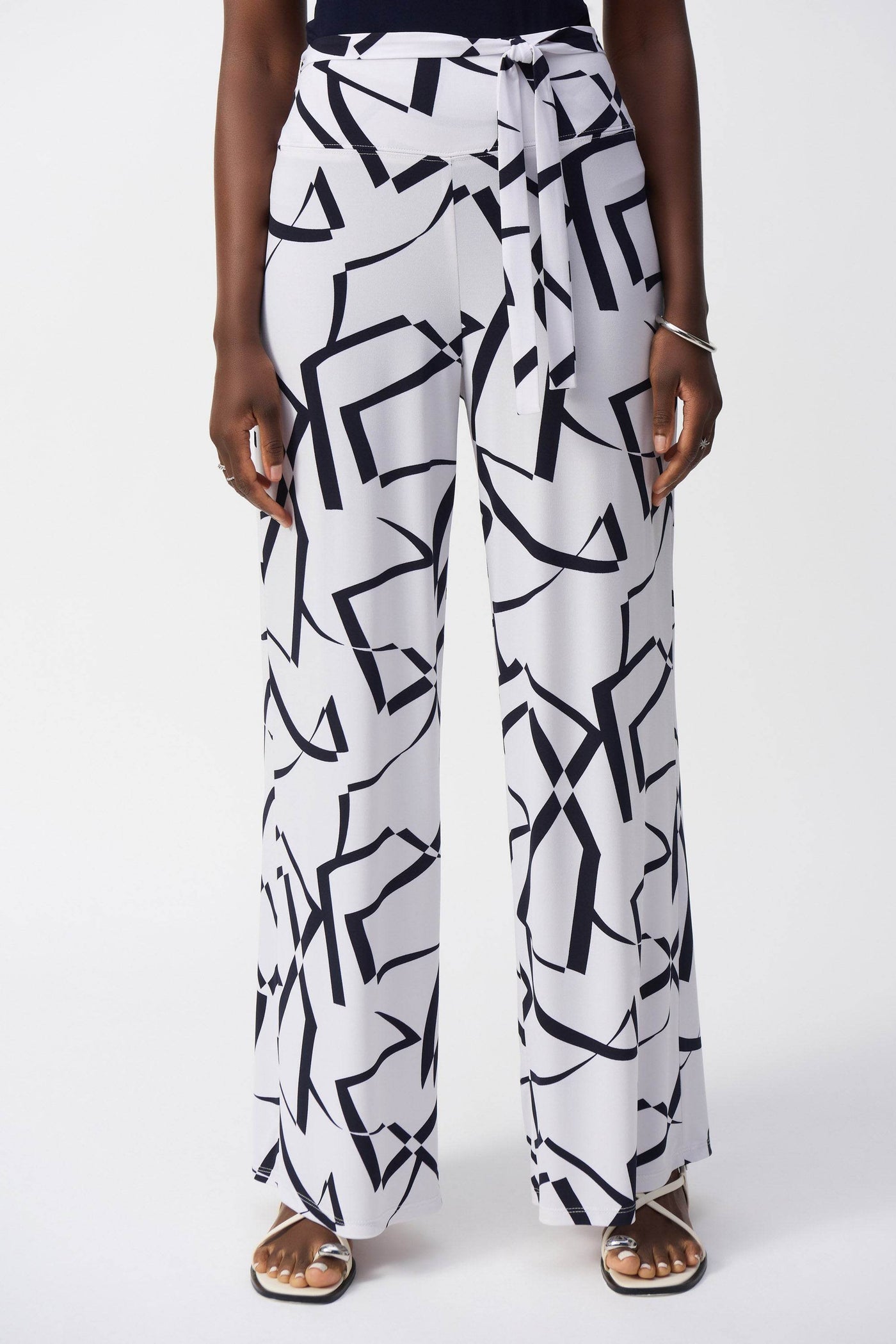 Silky Knit Geometric Wide Leg Pants - Dream Pants