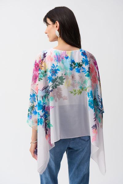 Chiffon Floral Print Poncho Top Joseph Ribkoff