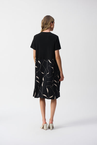 Silky Knit Geometric Print Trapeze Dress Joseph Ribkoff