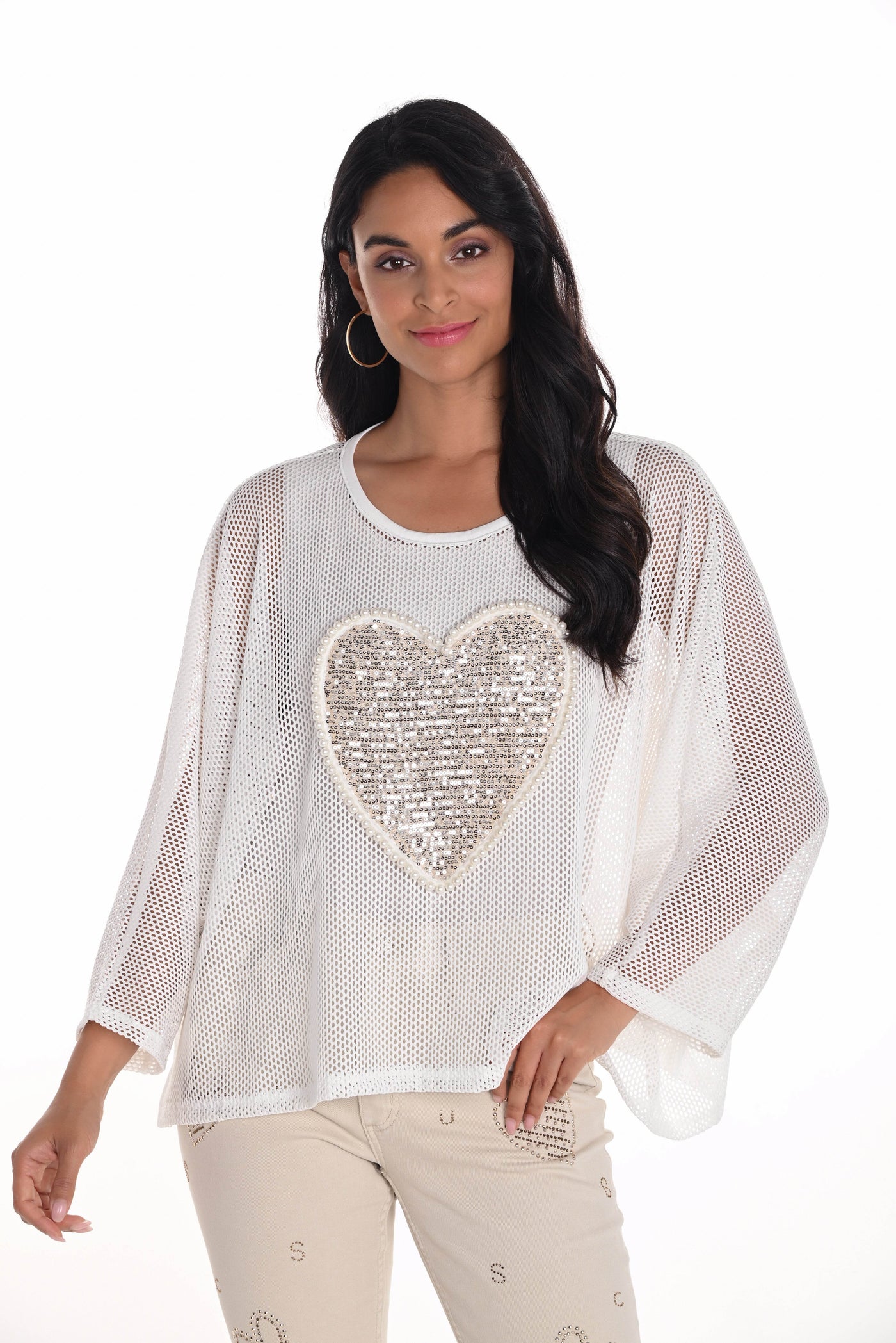 Sequin Heart Mesh Top - Dream Pants