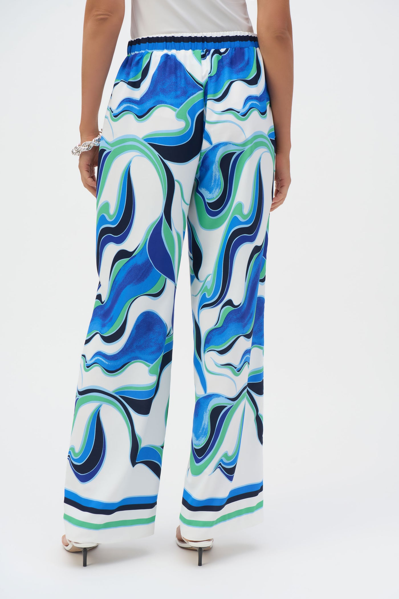 Woven Abstract Print Wide-Leg Pants