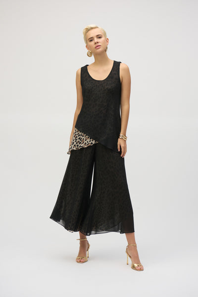 Chiffon Animal Print Reversible Culotte Pants