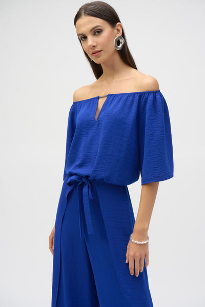 Gauze Off-Shoulder Culotte Jumpsuit Joseph Ribkoff