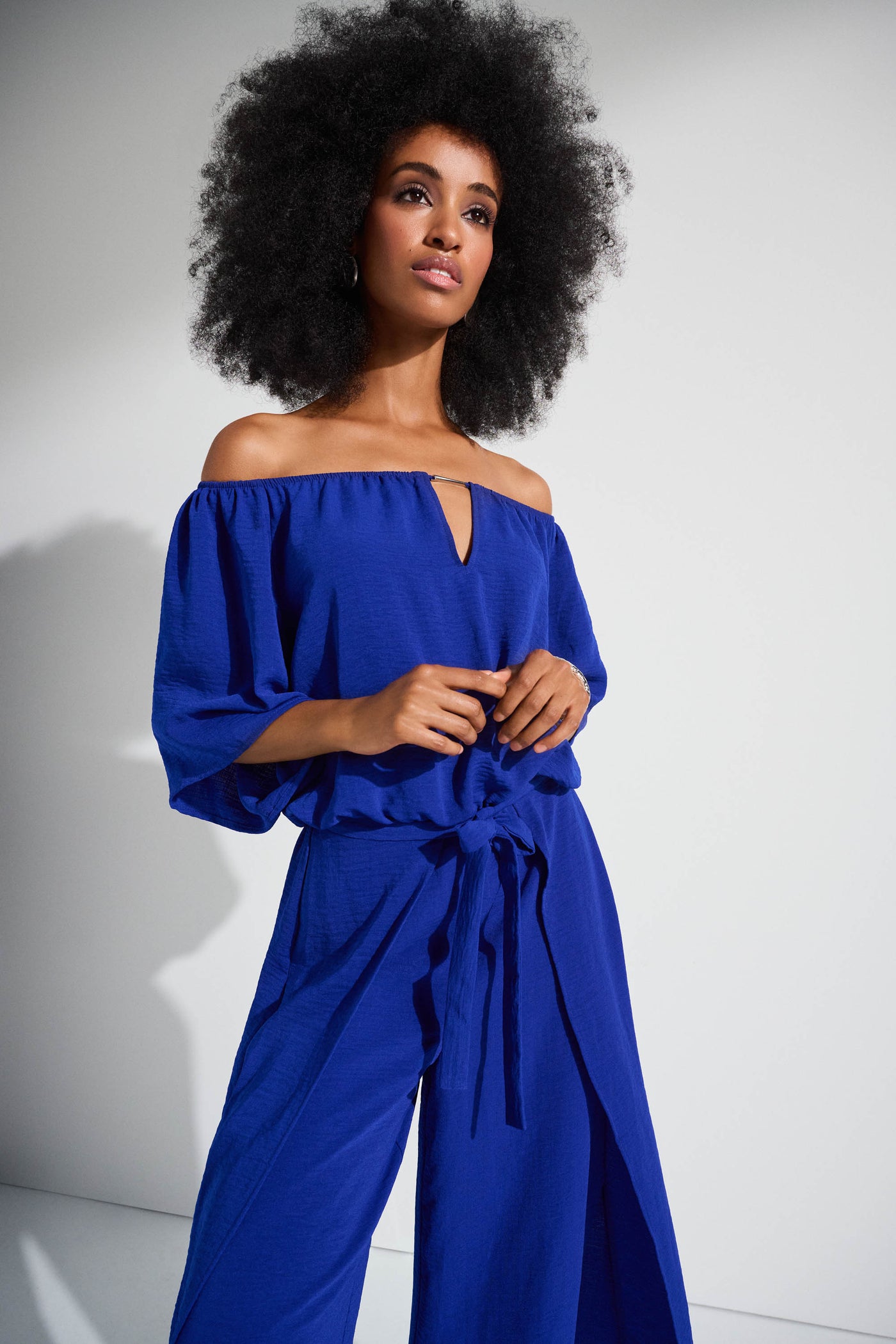 Gauze Off-Shoulder Culotte Jumpsuit Joseph Ribkoff