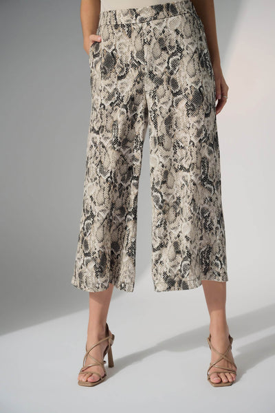 Woven Gauze Python Print Pull-On Culotte Pants - Dream Pants