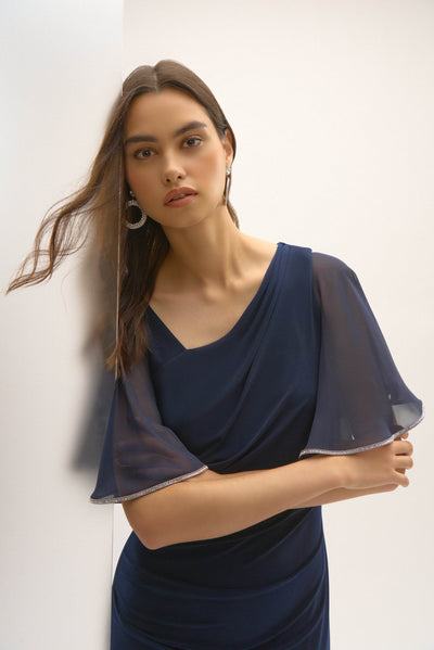 Signature Silky Knit And Chiffon Sheath Dress - Dream Pants