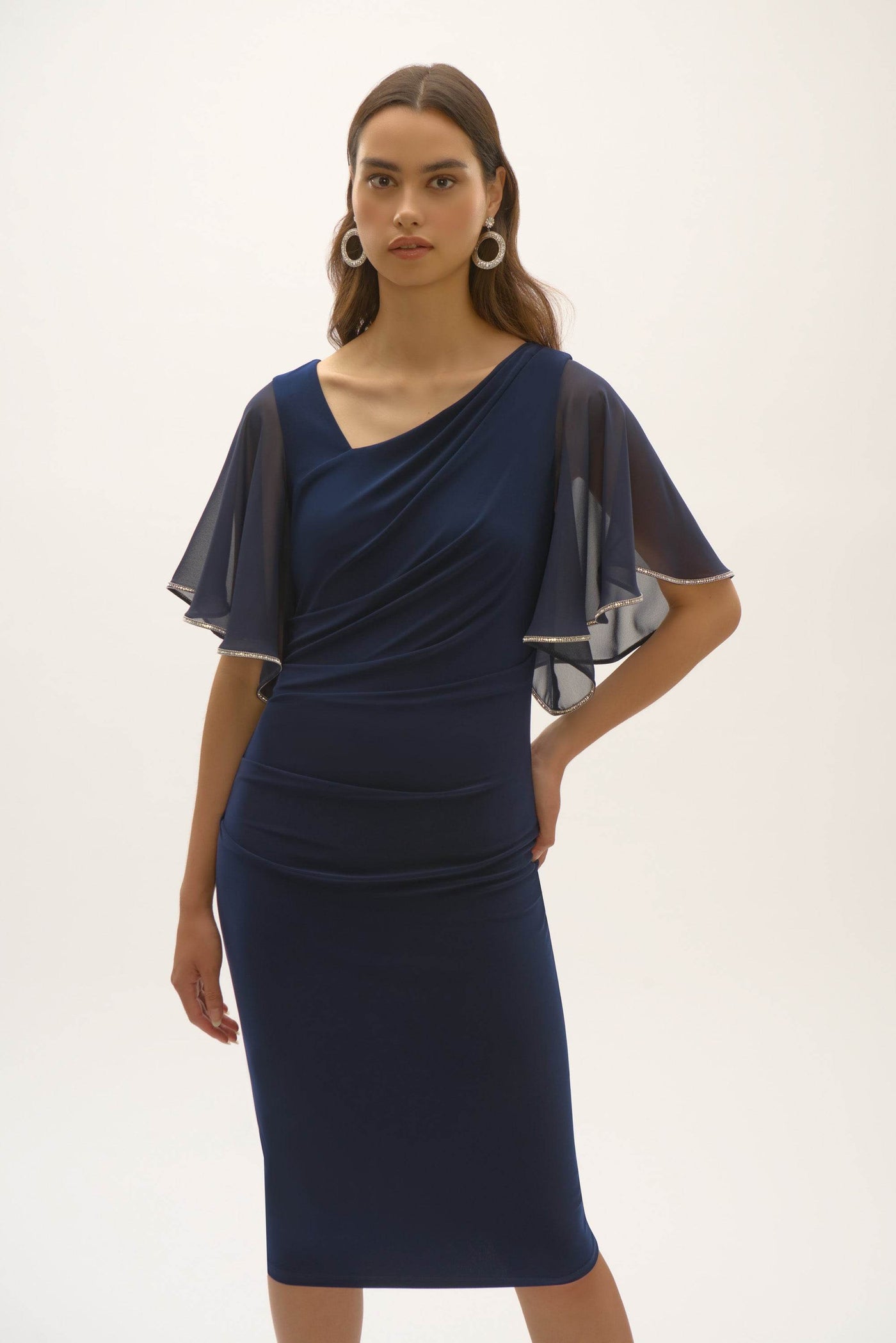Signature Silky Knit And Chiffon Sheath Dress - Dream Pants