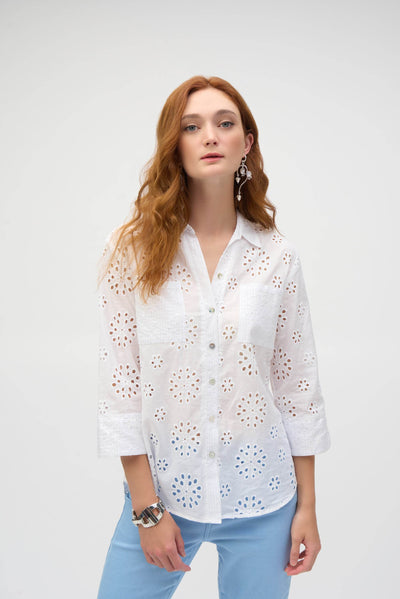 Cotton Embroidered Eyelet Boxy Blouse - Dream Pants