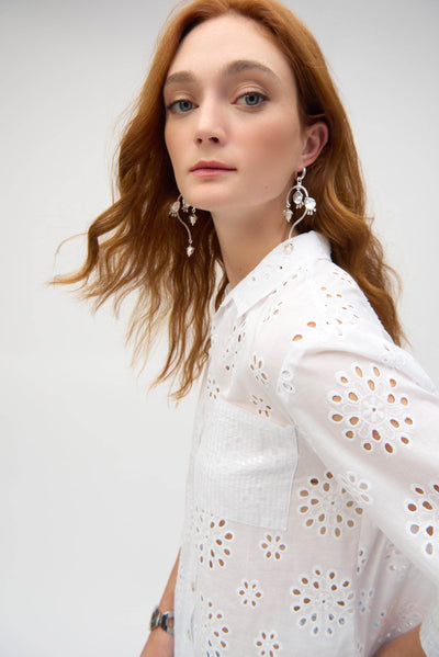 Cotton Embroidered Eyelet Boxy Blouse - Dream Pants