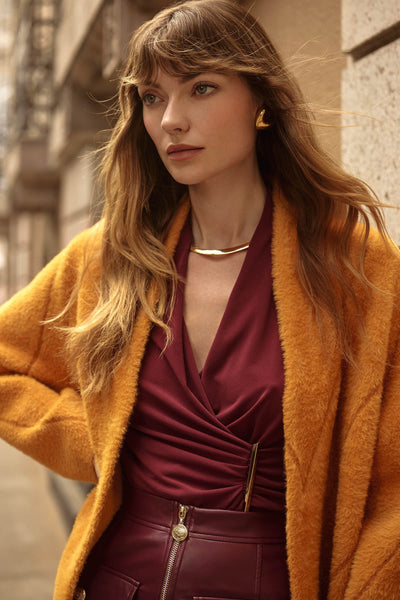 Moss Crepe Fitted Wrap Top - Dream Pants