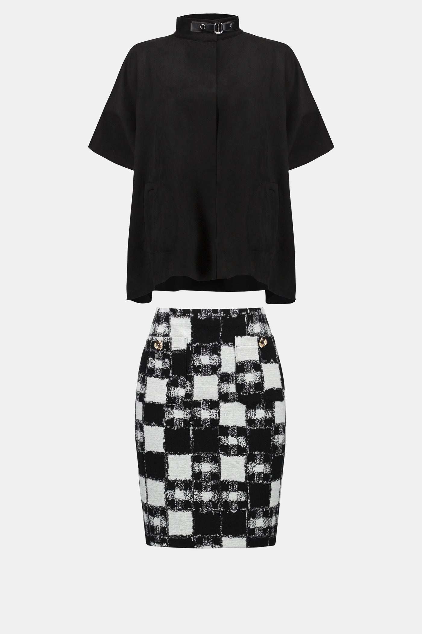 Jacquard Sweater Plaid Print Pull-On Skirt Joseph Ribkoff