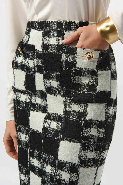 Jacquard Sweater Plaid Print Pull-On Skirt Joseph Ribkoff