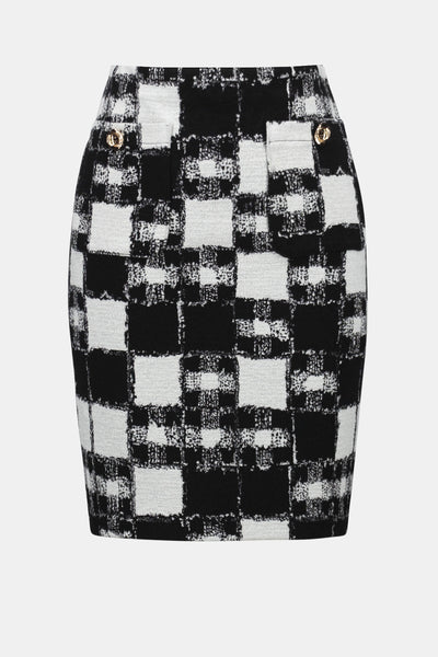Jacquard Sweater Plaid Print Pull-On Skirt Joseph Ribkoff
