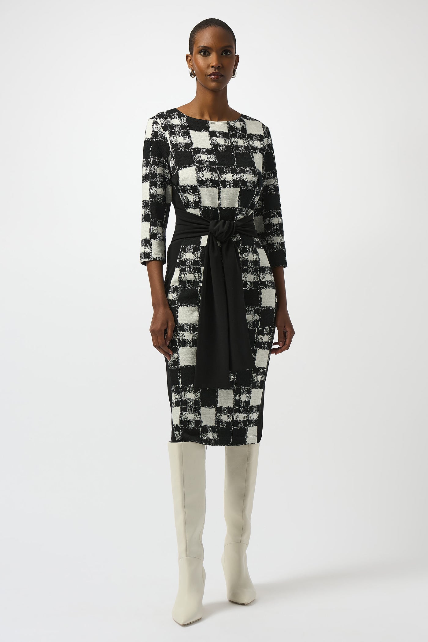Jacquard Sweater Plaid Print Sheath Dress Joseph Ribkoff