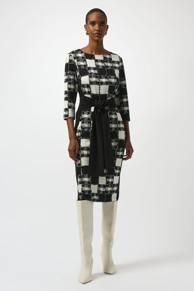 Jacquard Sweater Plaid Print Sheath Dress Joseph Ribkoff