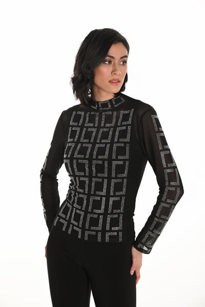 Mesh Embellished Top Frank Lyman