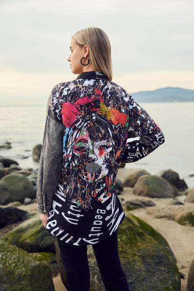 Bold Graphic Button-Up Blouse - Dream Pants