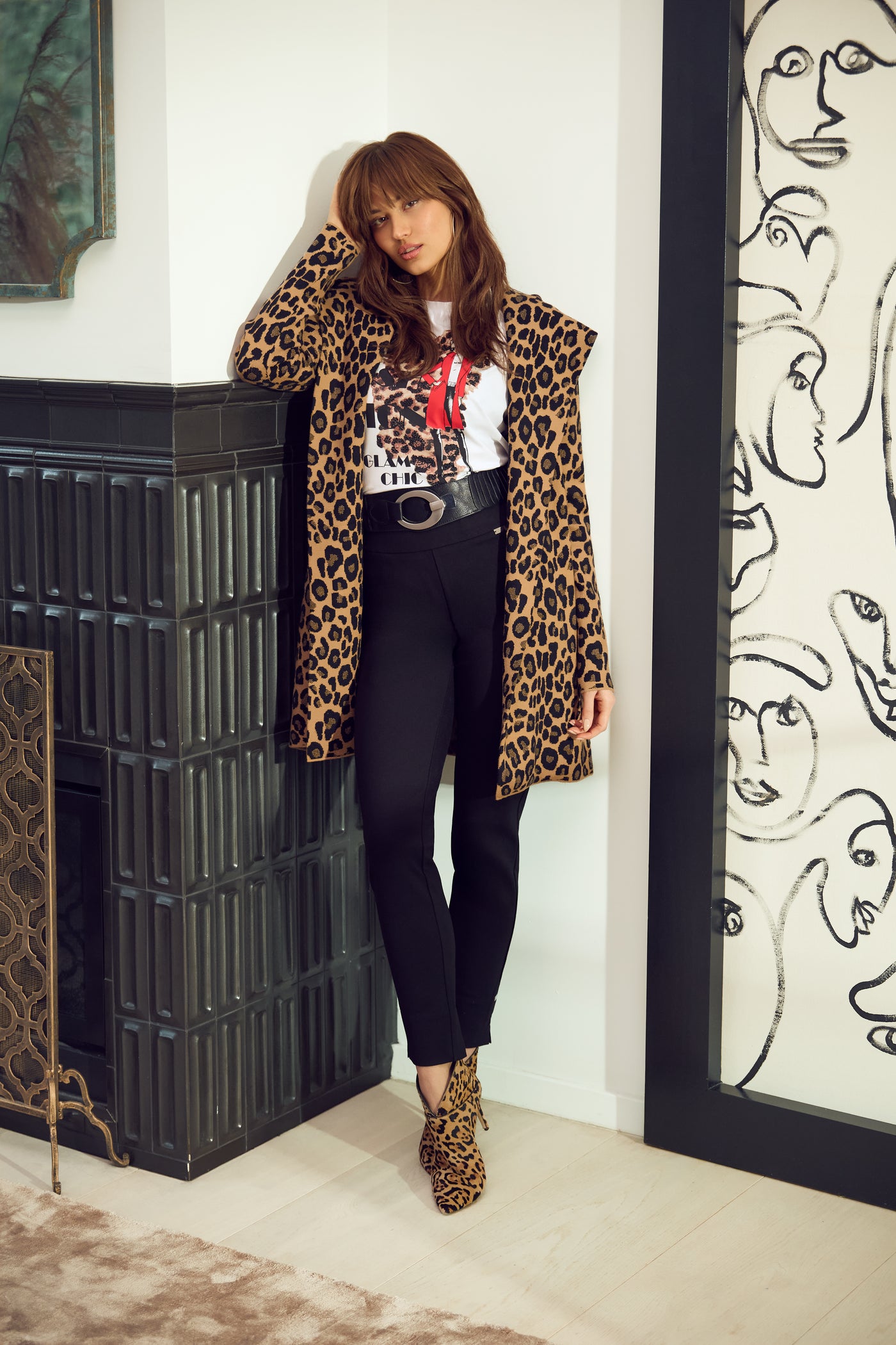 Leopard Print Open Front Cardigan Frank Lyman