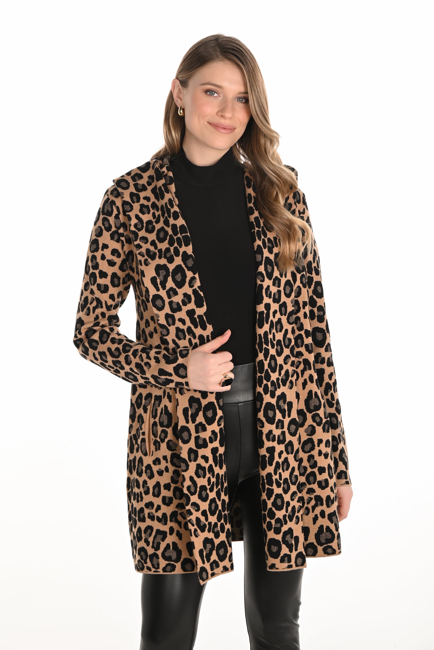 Leopard Print Open Front Cardigan Frank Lyman