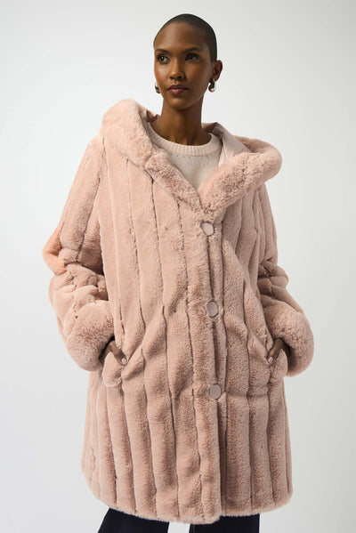 Faux Fur Reversible Hooded Coat Joseph Ribkoff