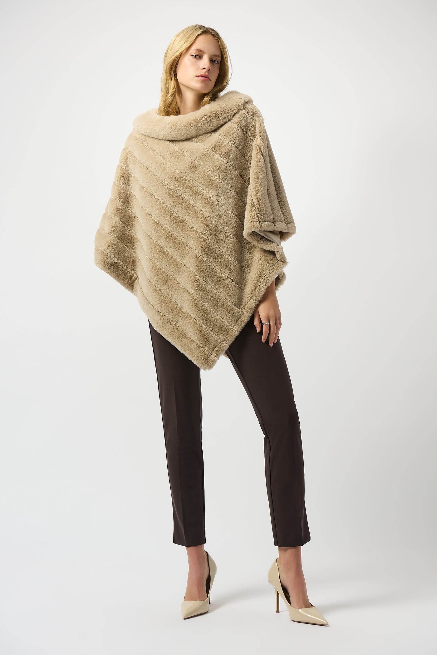 Faux Fur Textured Stripe Poncho - Dream Pants