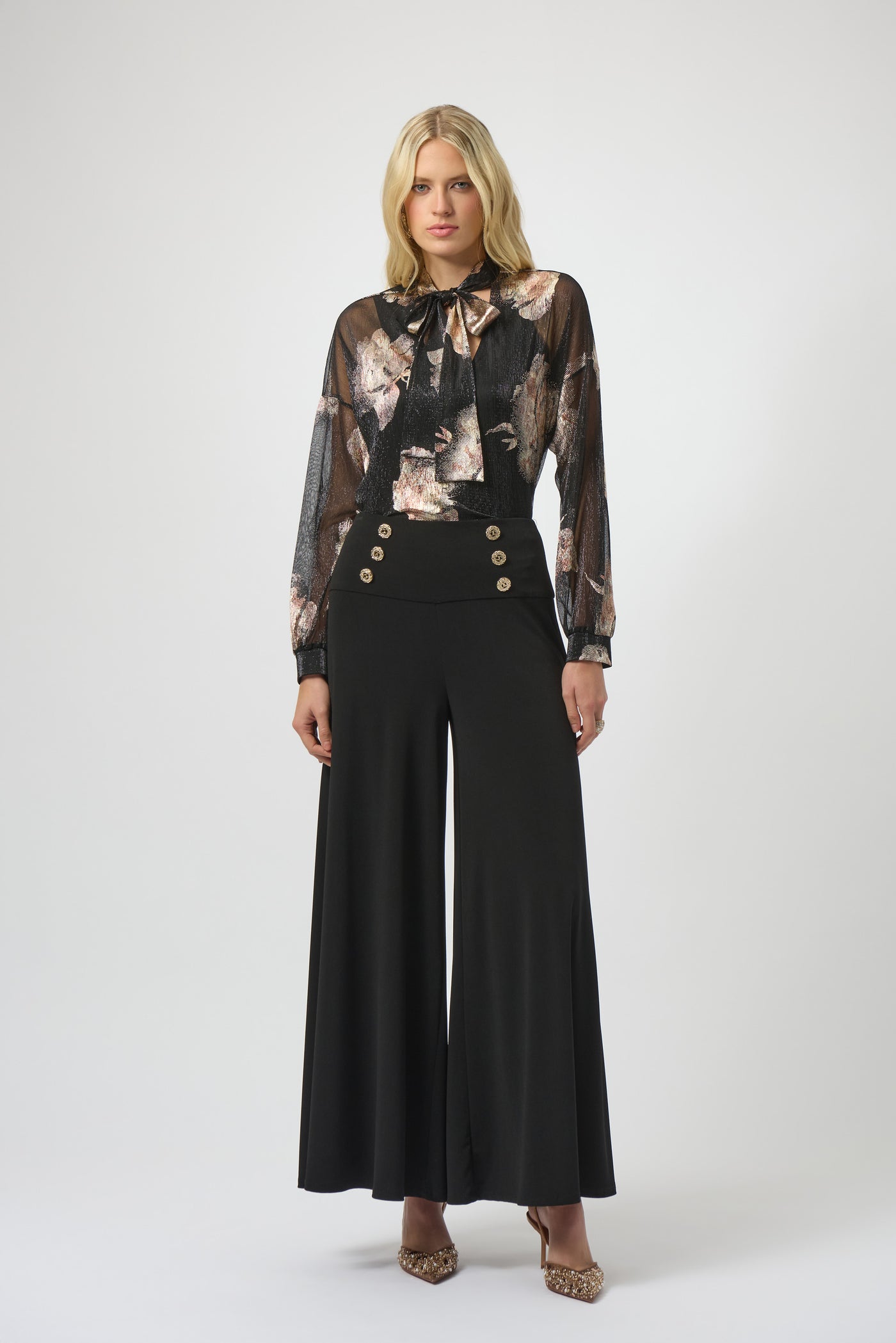 Plissé Knit Foiled Floral Top Joseph Ribkoff