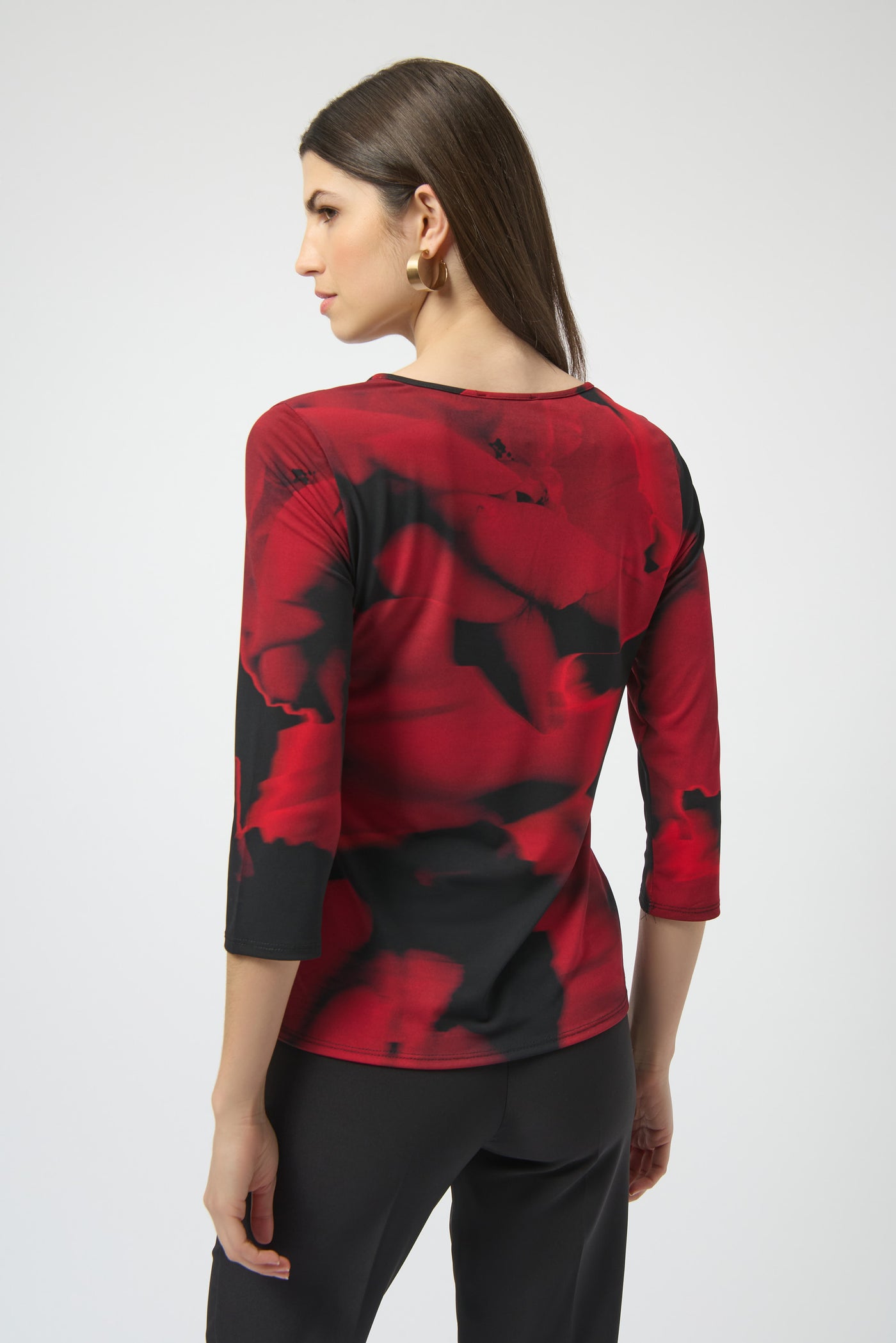 Silky Knit Abstract Print Fitted Top Joseph Ribkoff