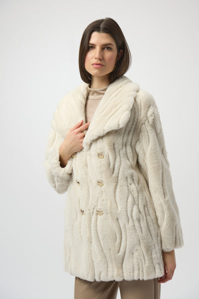 Textured Faux Fur Shawl Collar Coat Joseph Ribkoff