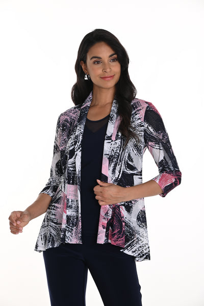 Chic Abstract Shawl Collar Frank Lyman