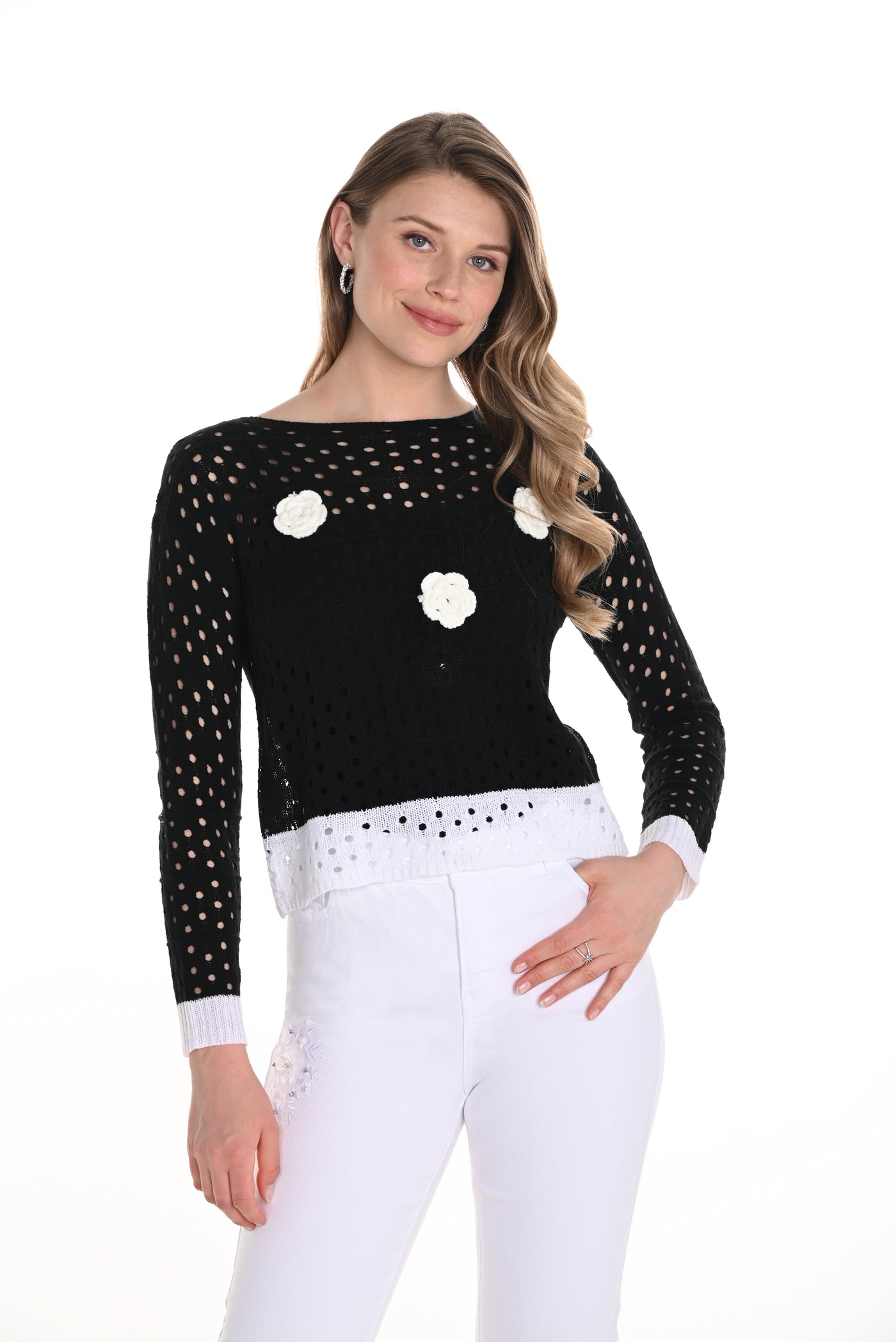 Floral Crochet Pullover Frank Lyman