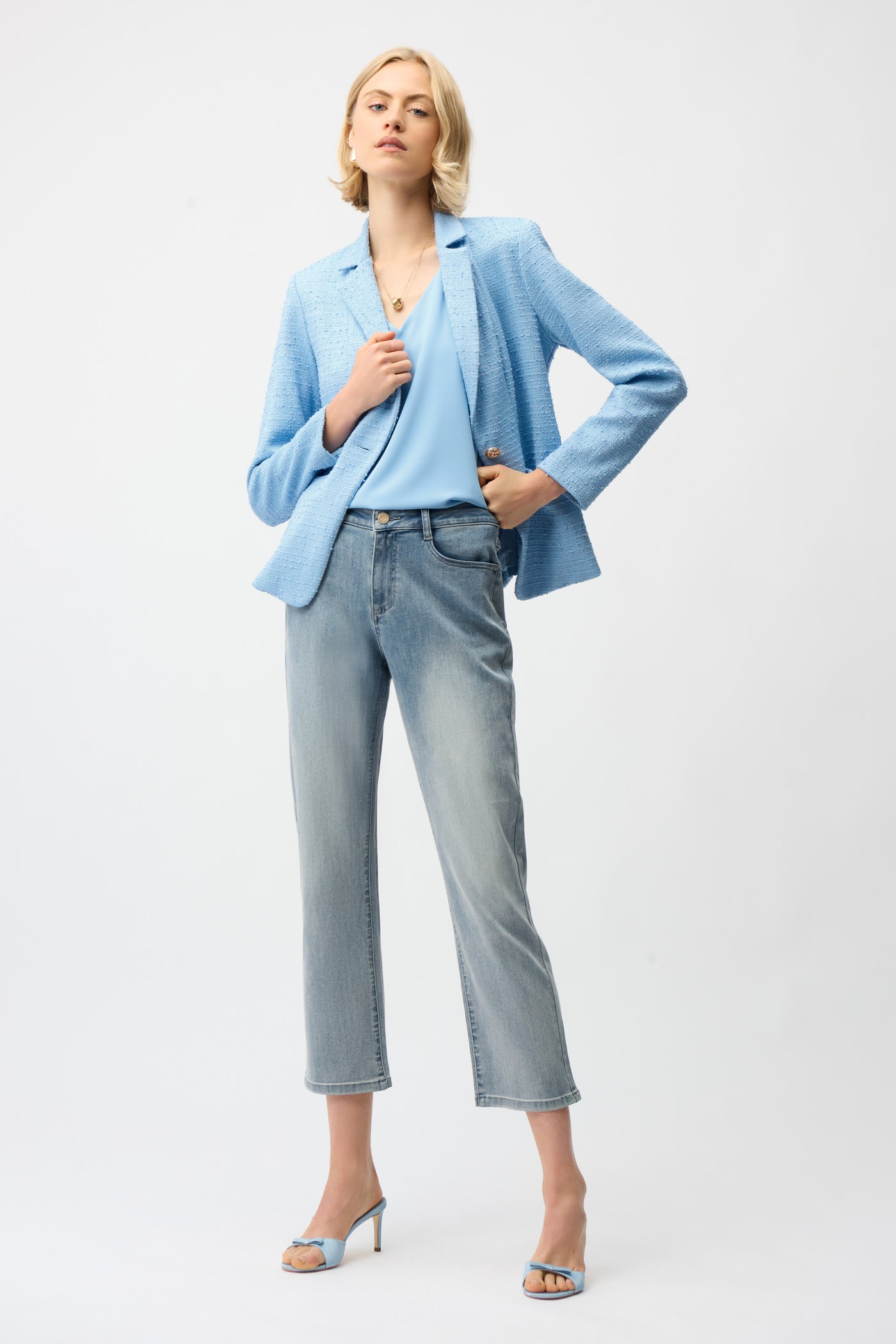 Bouclé Fitted Blazer With Notched Collar Joseph Ribkoff