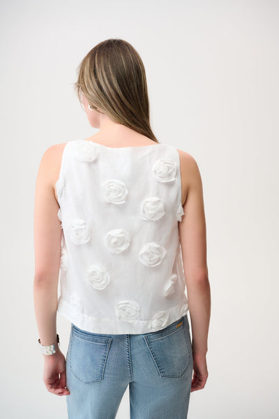 Novelty Sleeveless Top With 3D Floral Embroidery Joseph Ribkoff