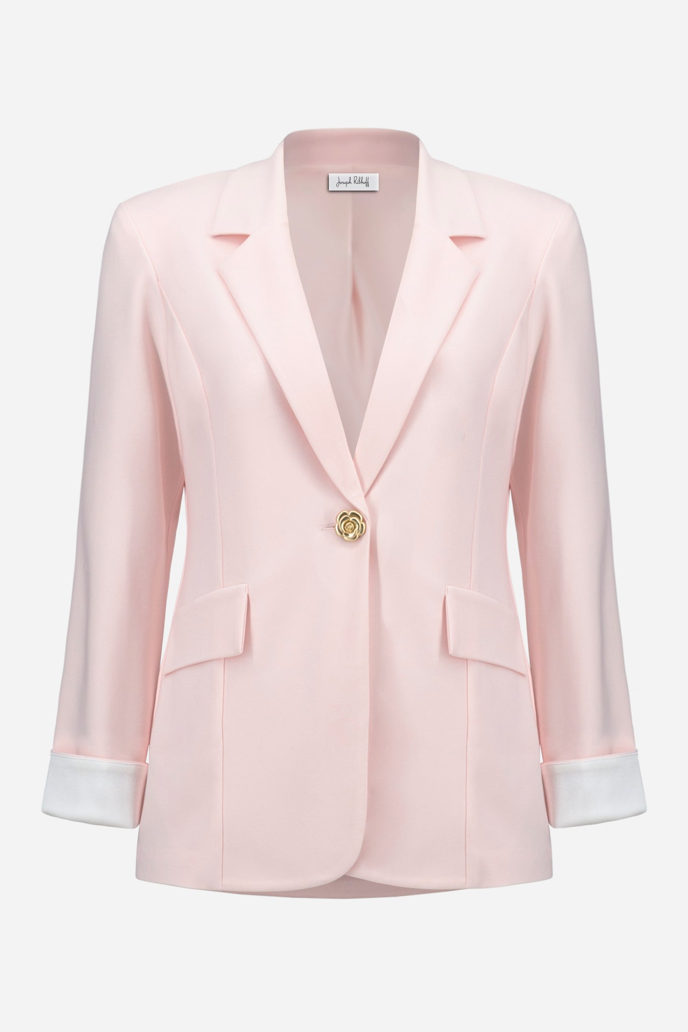 Silky Knit Fitted Blazer With Statement Button Joseph Ribkoff