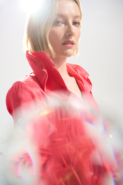 Stretch Taffeta Fit And Flare Dress With Lapel Collar Joseph Ribkoff