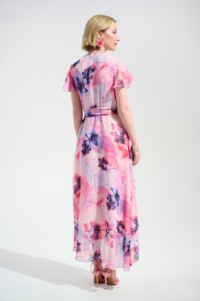 Chiffon Print Wrap Dress With Ruffle Detail Joseph Ribkoff