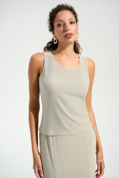 Sparkle Knit Fitted Jacket And Cami Set With Rhinestones Button Joseph Ribkoff