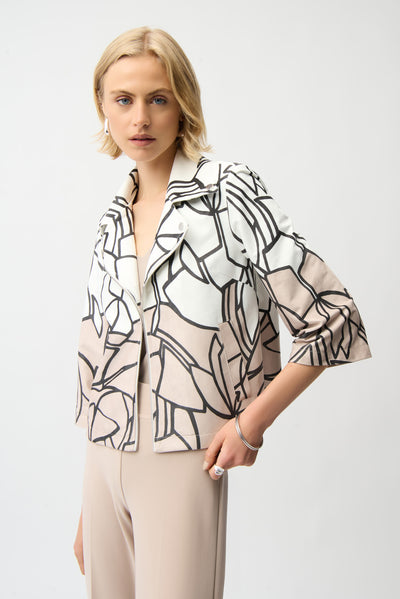 Faux Suede Abstract Print Swing Jacket Joseph Ribkoff
