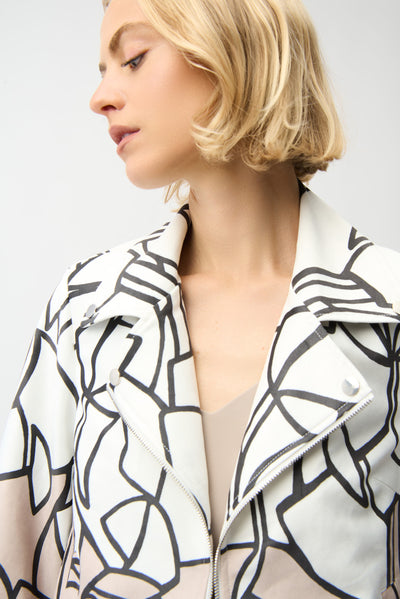 Faux Suede Abstract Print Swing Jacket Joseph Ribkoff