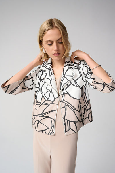 Faux Suede Abstract Print Swing Jacket Joseph Ribkoff